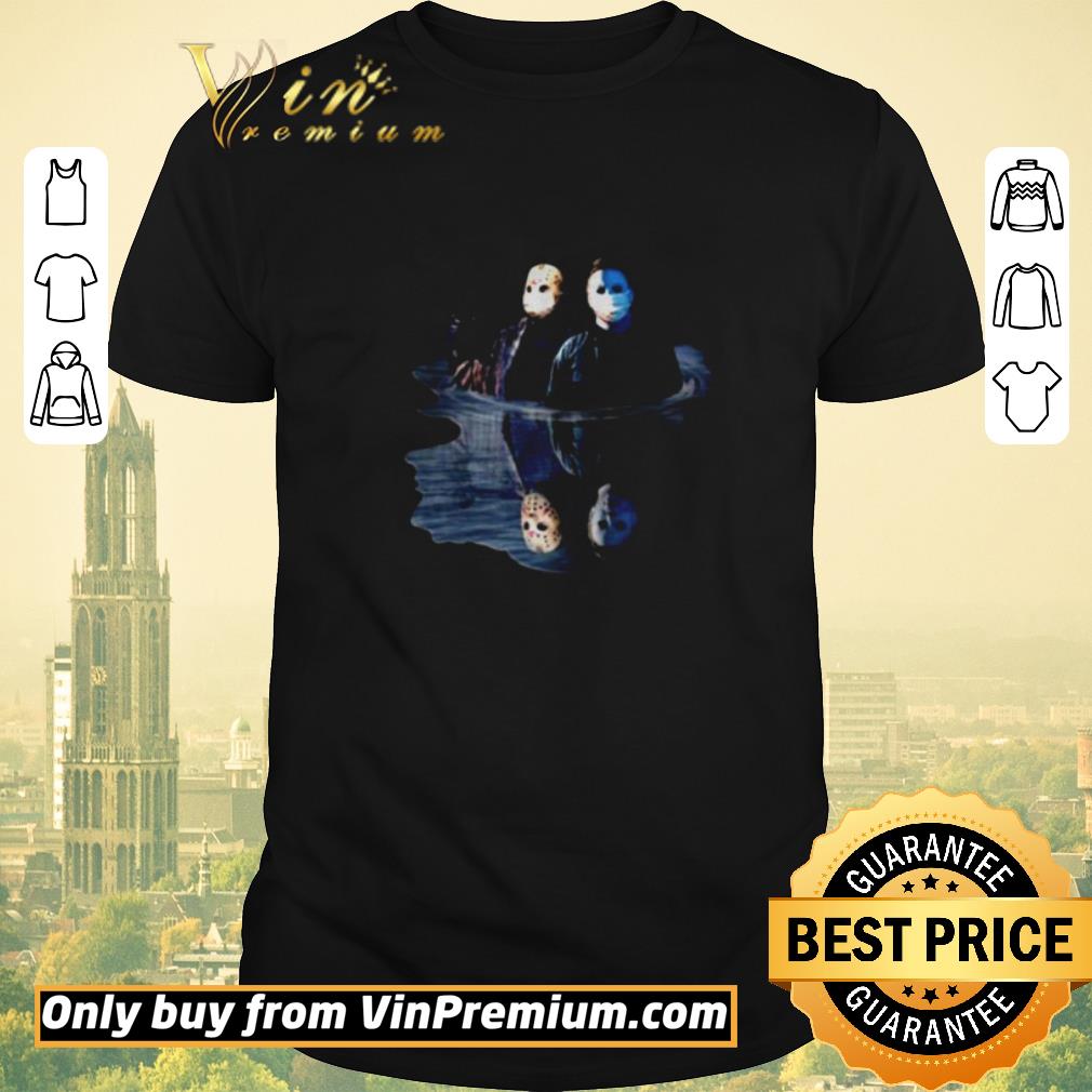 Funny Jason Voorhees and Michael Myers face mask mirror water reflection shirt sweater