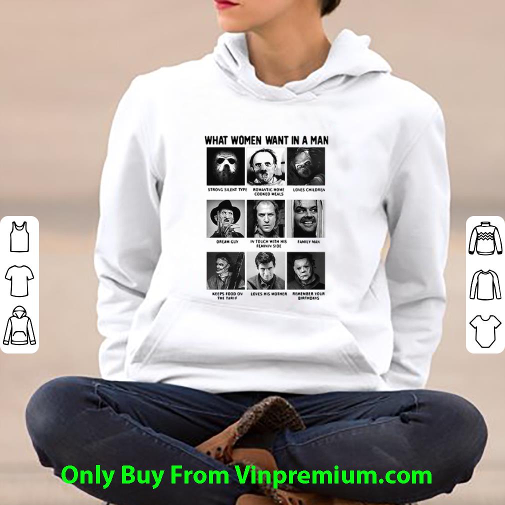 93fb4747 premium what women want in a man horror character shirt 4 - Premium What Women Want In A Man Horror Character shirt