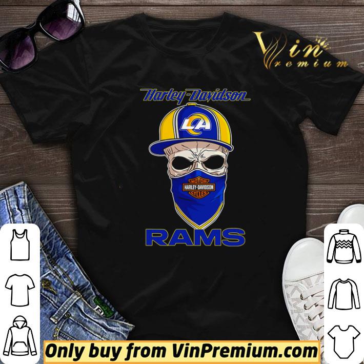 Los Angeles Rams skull wearing Harley-Davidson Cycles mask shirt sweater
