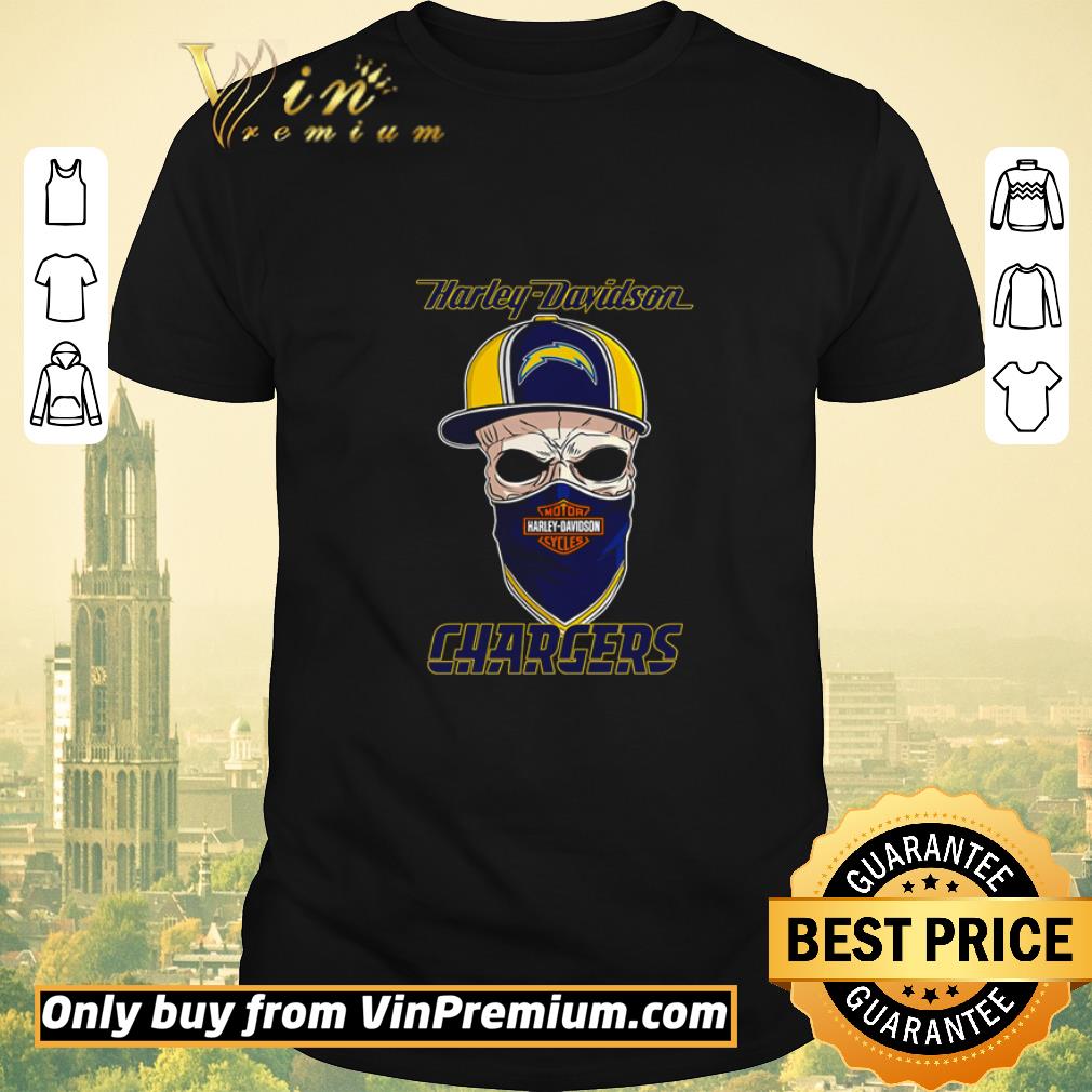 Original Los Angeles Chargers skull wearing Harley-Davidson Cycles mask shirt sweater