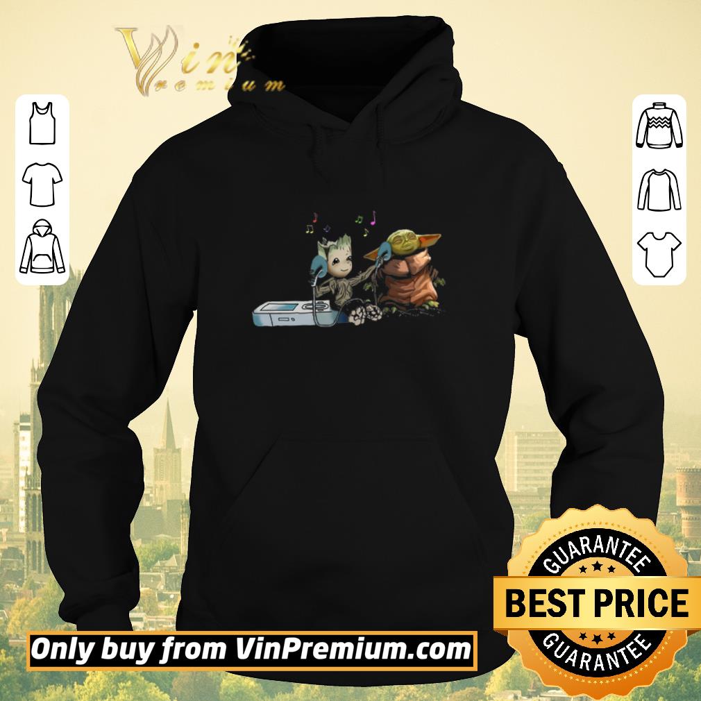 2b5dfb59 groot and baby yoda share earphone music shirt sweater 4 - Groot And Baby Yoda Share Earphone Music shirt sweater