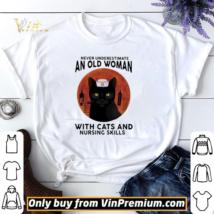 Never Underestimate An Old Woman With Cats And Nursing Skills Moon shirt sweater
