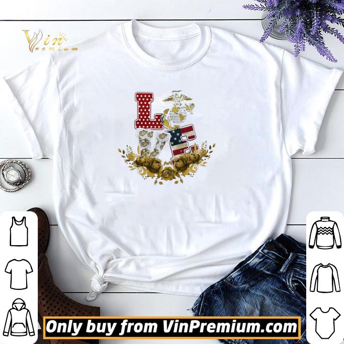 Funny Love US Marine flowers shirt sweater