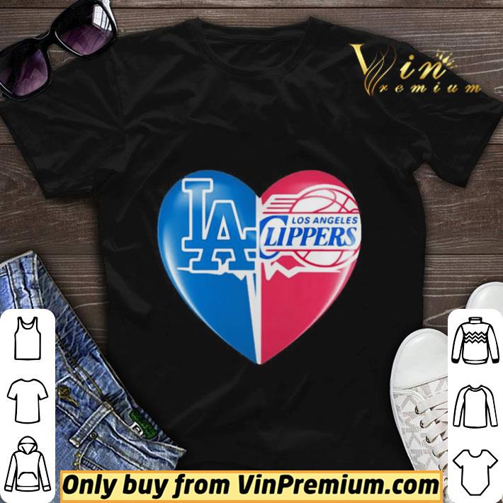 Awesome Los angeles dodgers and los angeles clippers heart shirt sweater