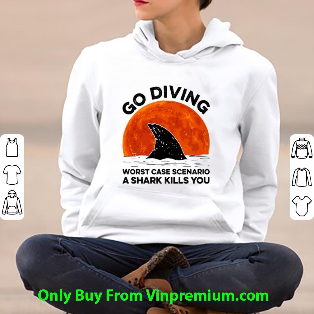 92f74eff hot go diving worst case scenario a shark kills you sunset shirt 4 - Hot Go Diving Worst Case Scenario A Shark Kills You Sunset shirt