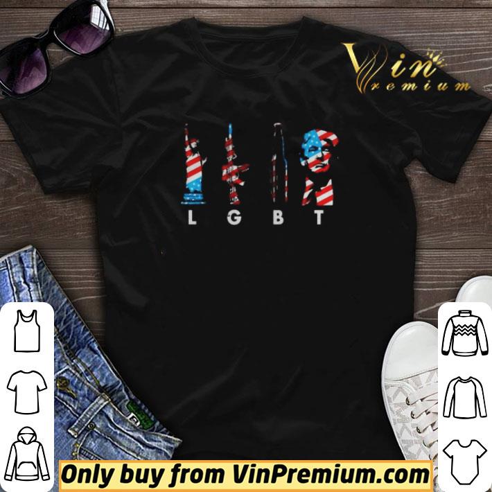 American flag LGBT Liberty guns beer and Trump shirt sweater