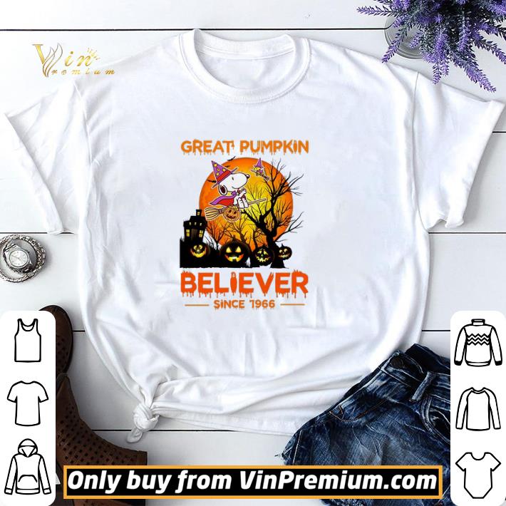 Snoopy And Woodstock Witch Great Pumpkin Believer Since 1966 Happy Halloween shirt sweater