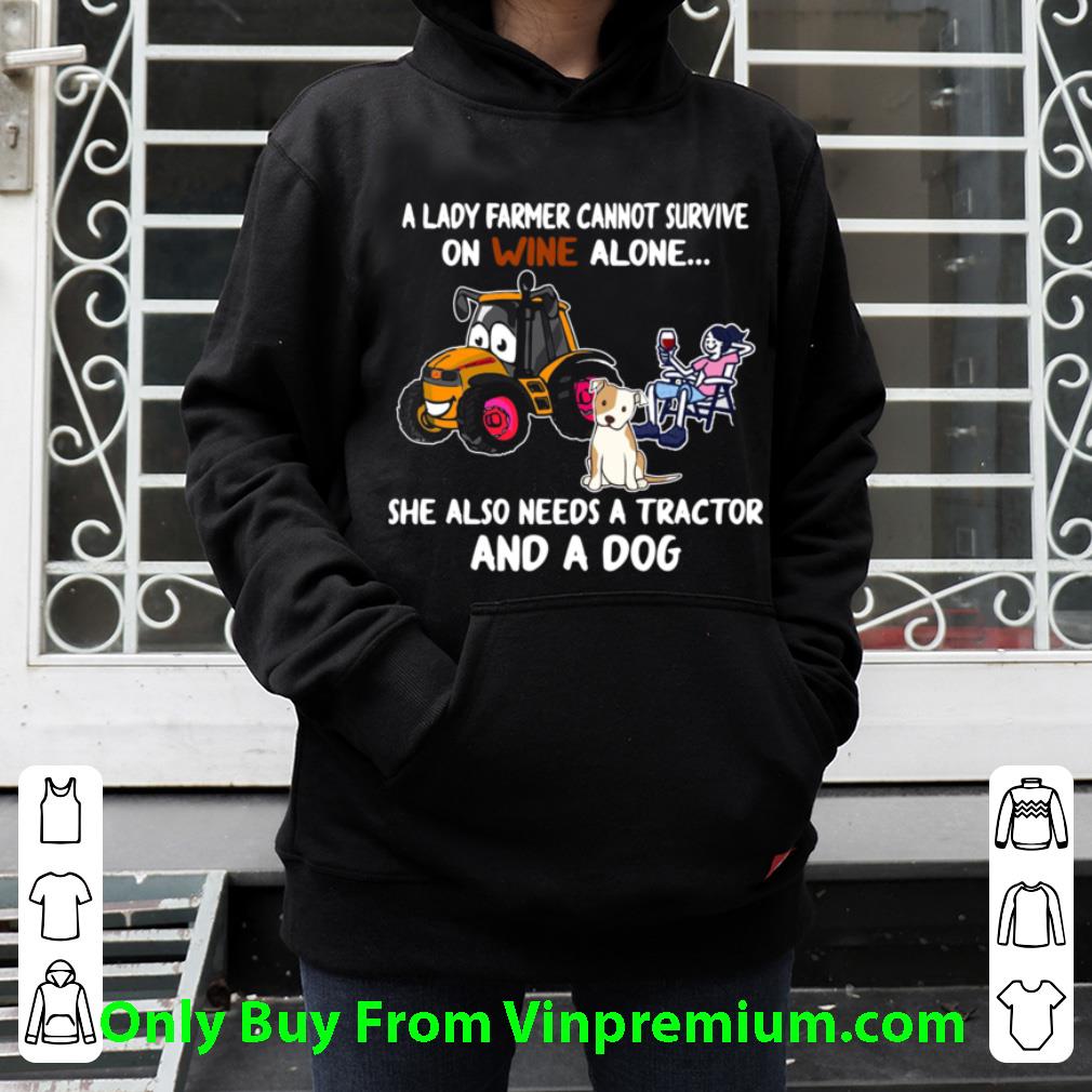 575ec665 great a lady farmer cannot survive on wine alone she also needs a tractor shirt 4 - Great A Lady Farmer Cannot Survive On Wine Alone She Also Needs A Tractor shirt