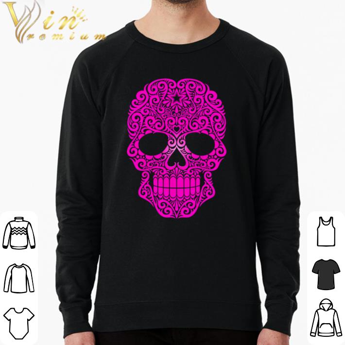 7caa8991 premium pink swirling sugar skull shirt sweater 4 - Premium Pink Swirling Sugar Skull shirt sweater