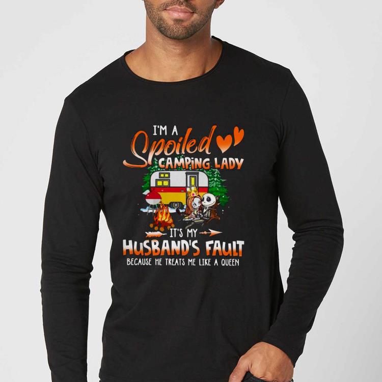 a7d54c27 jack skellington and sally i m spoiled camping lady it s my husband s fault shirt 4 - Jack Skellington And Sally I’m Spoiled Camping Lady It’s My Husband’s Fault Shirt