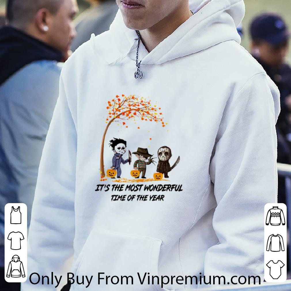 eeb43882 nice autumn horror characters myers krueger jackson voorhees it s the most wonderful time of the year shirt 4 - Nice Autumn Horror Characters Myers Krueger Jackson Voorhees It’s The Most Wonderful Time Of The Year shirt