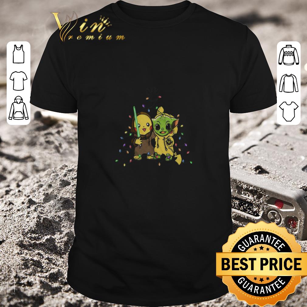 Funny Baby Pikachu And Baby Yoda Merry Christmas Light Sweater shirt