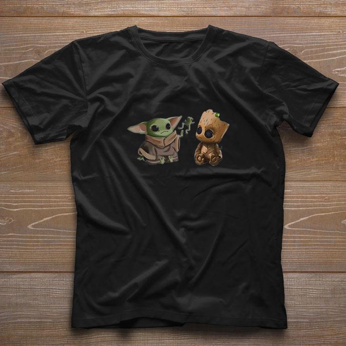 Funny Baby Yoda And Baby Groot Frog shirt