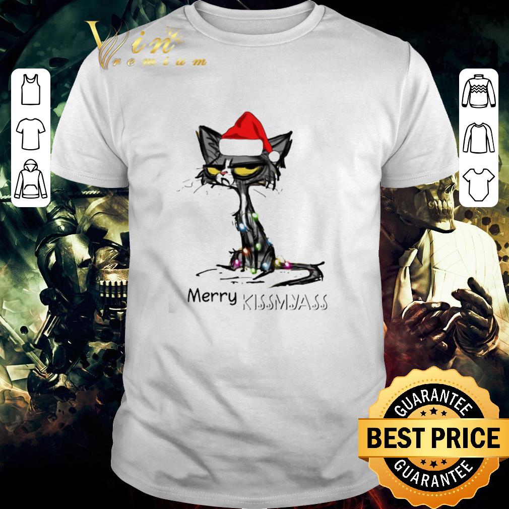 Top Black Cat Santa Hat Merry Kissmyass Christmas Sweater shirt