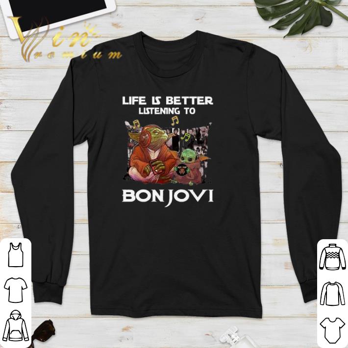 85aa1c07 hot master yoda and baby yoda life is better listening to bon jovi shirt sweatshirt 4 - Hot Master Yoda And Baby Yoda Life Is Better Listening To Bon Jovi shirt sweatshirt