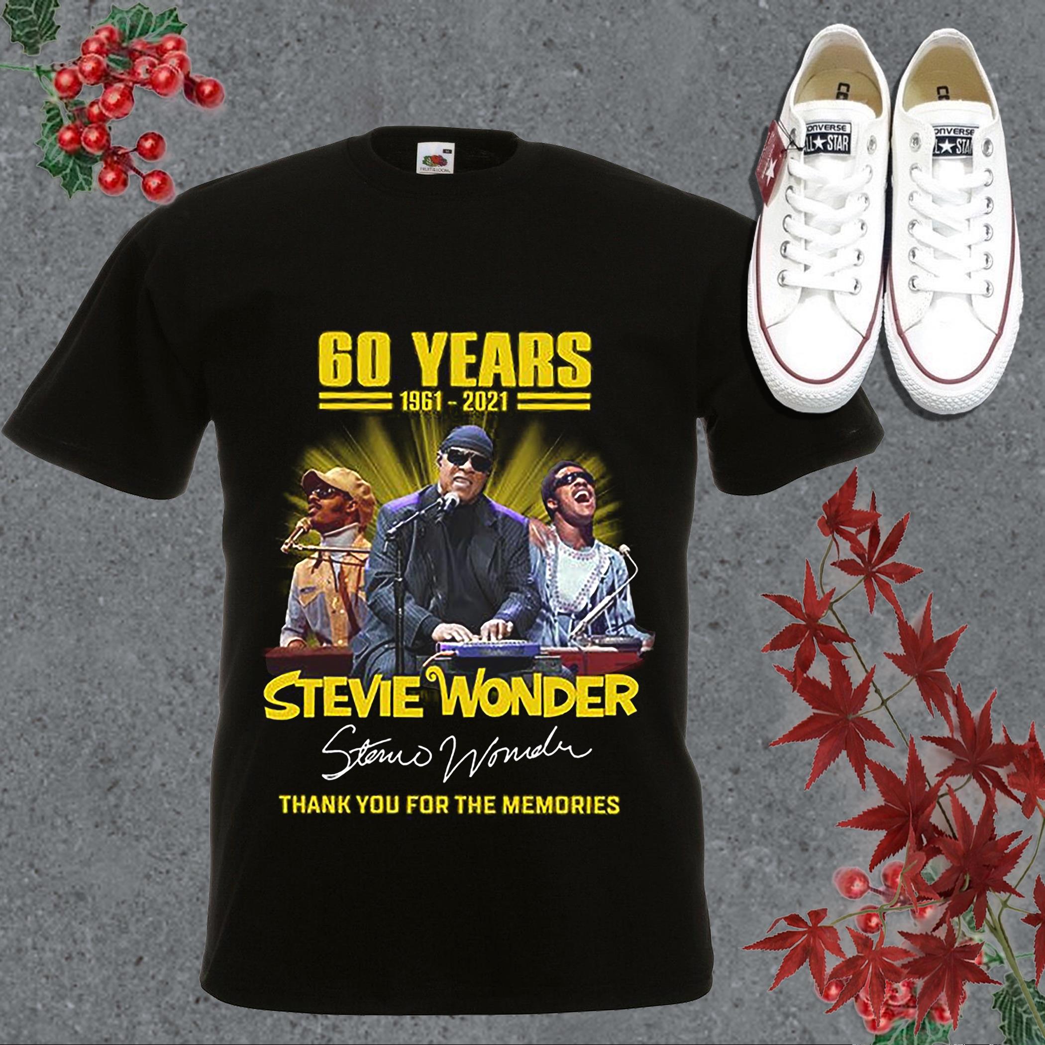 Vintage 60 Years Stevie Wonder Thank Memories Signatures Shirt, 60 Years Stevie Wonder Shirt