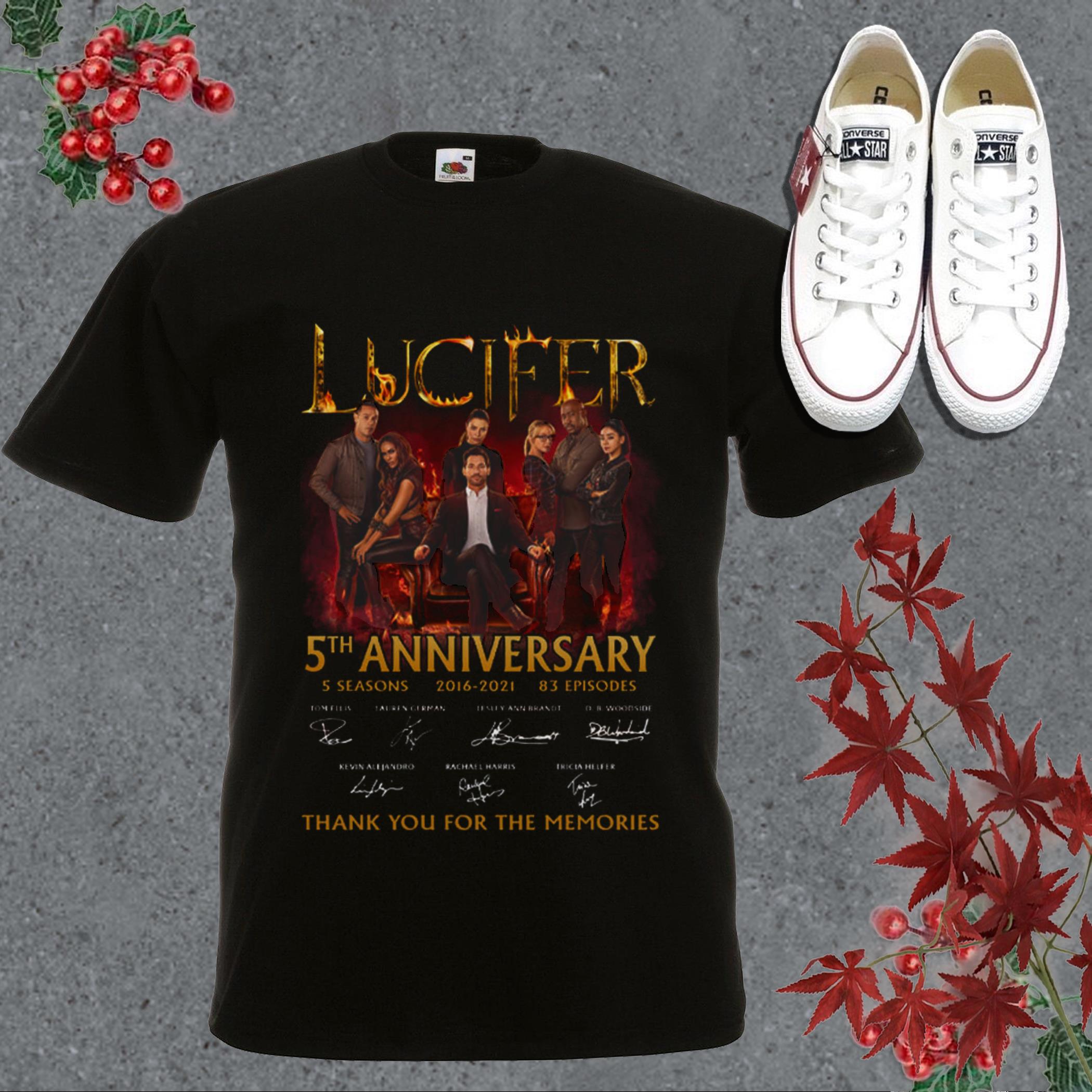 Vintage Lucifer 5th Anniversary Signature Thank You For The Memories Shirt, 5th Lucifer Shirt