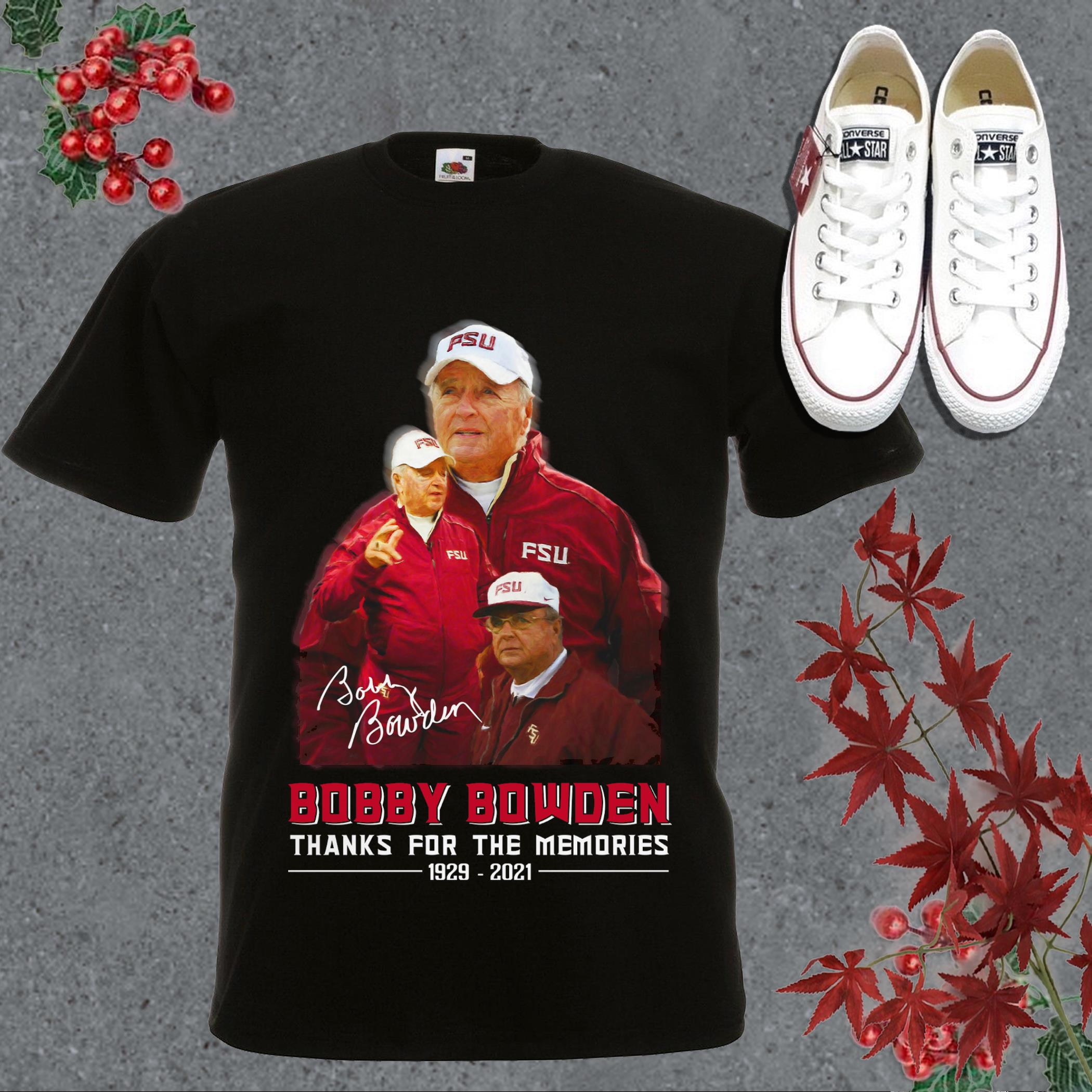 Vintage Thank You For The Memories FSU Bobby Bowden Coach Signature 1929 2021 Shirt, Bowden Shirt