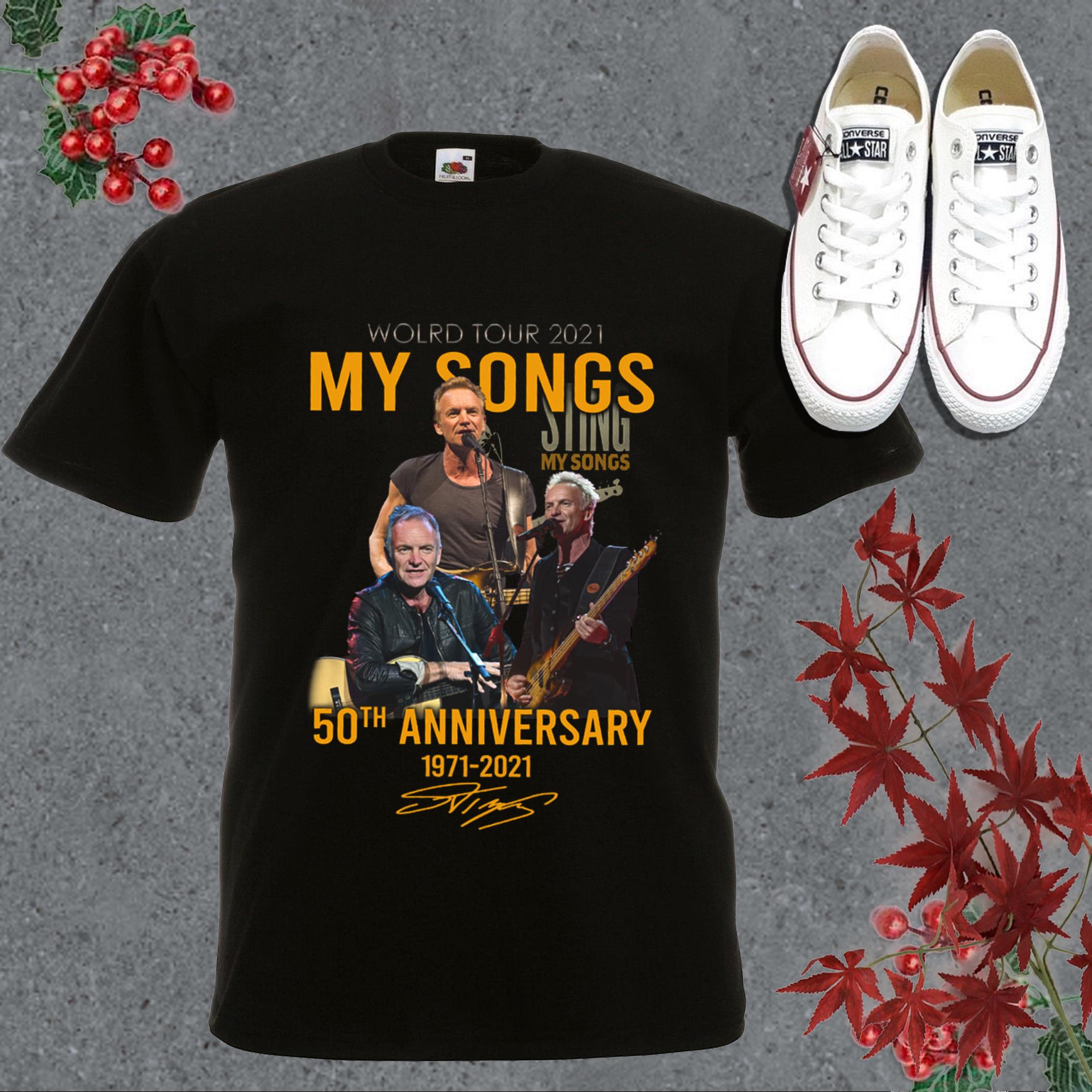 Vintage World Tour 2021 Shirt, World Tour 2021 My Songs Sting My Songs 50th Anniversary 1971 2021 Signature Shirt