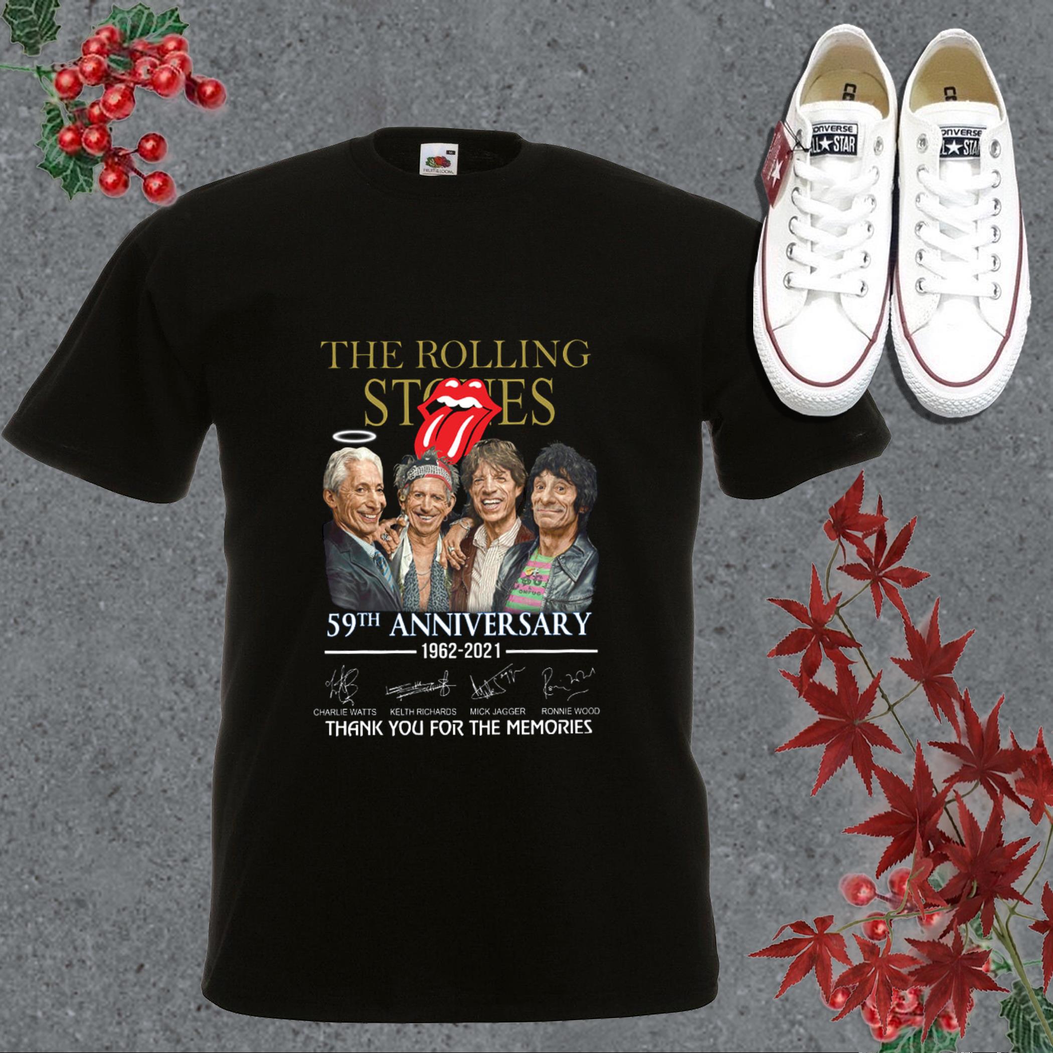 Awesome The Rolling Stones Anniversary Shirt, The Rolling Stones 59th Anniversary 1962 2021 Signatures Thank You For The Memories Shirt