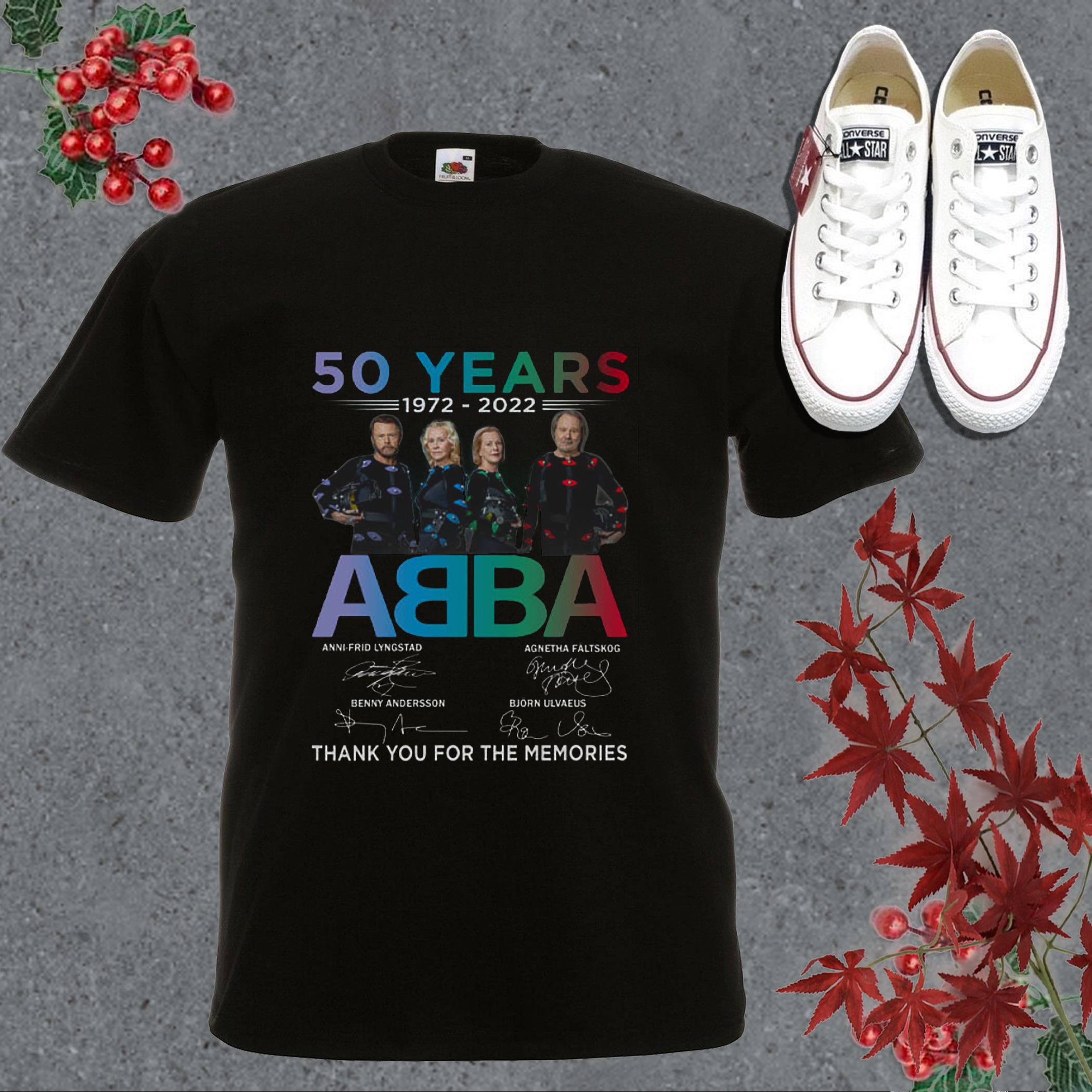 Best Abba Shirt, 50 Years 1972 2022 Abba Thank You For The Memories Signatures Shirt