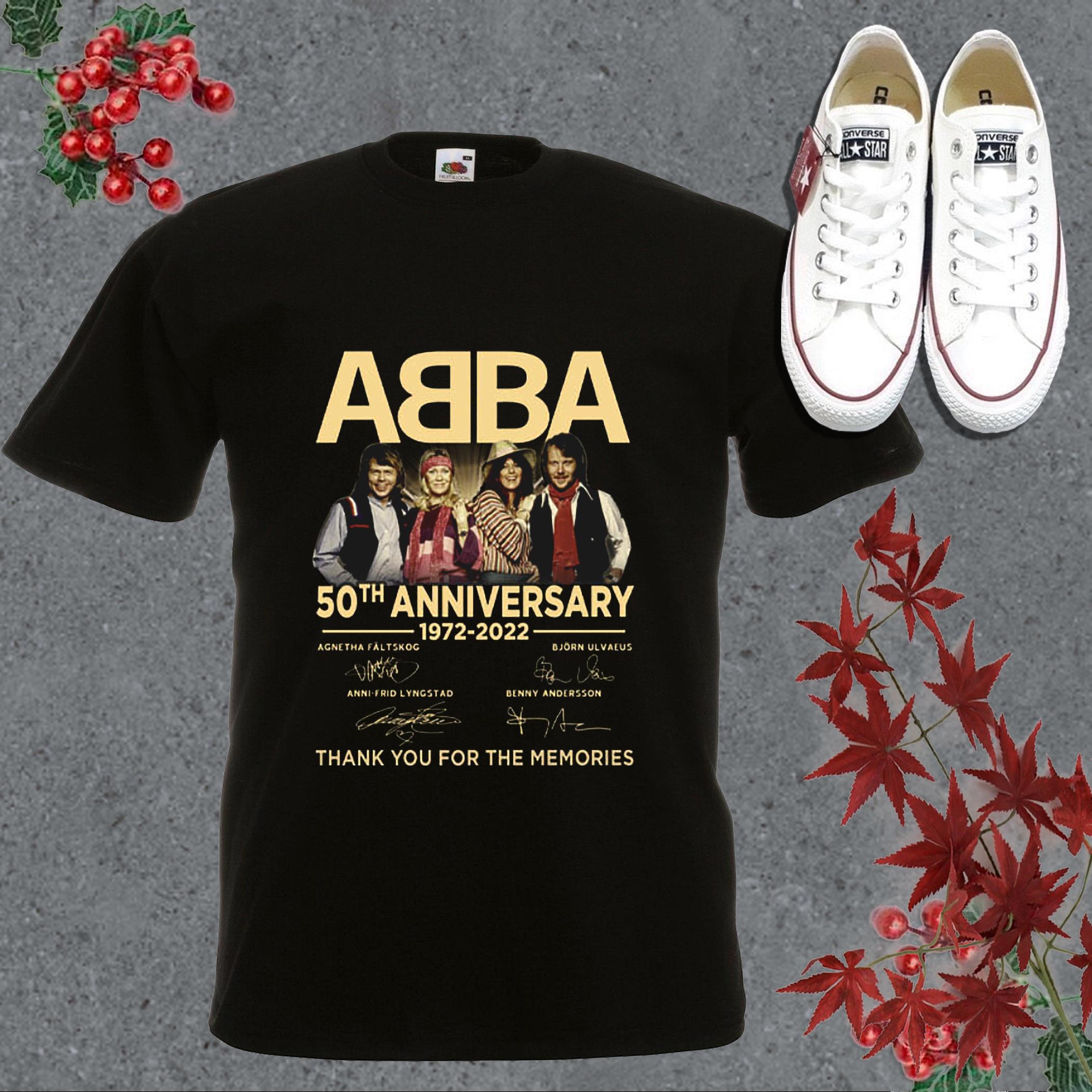 Cool 50 Years Abba Shirt, Abba 50 Years 1972 2022 Thank You For The Memories Signatures Shirt