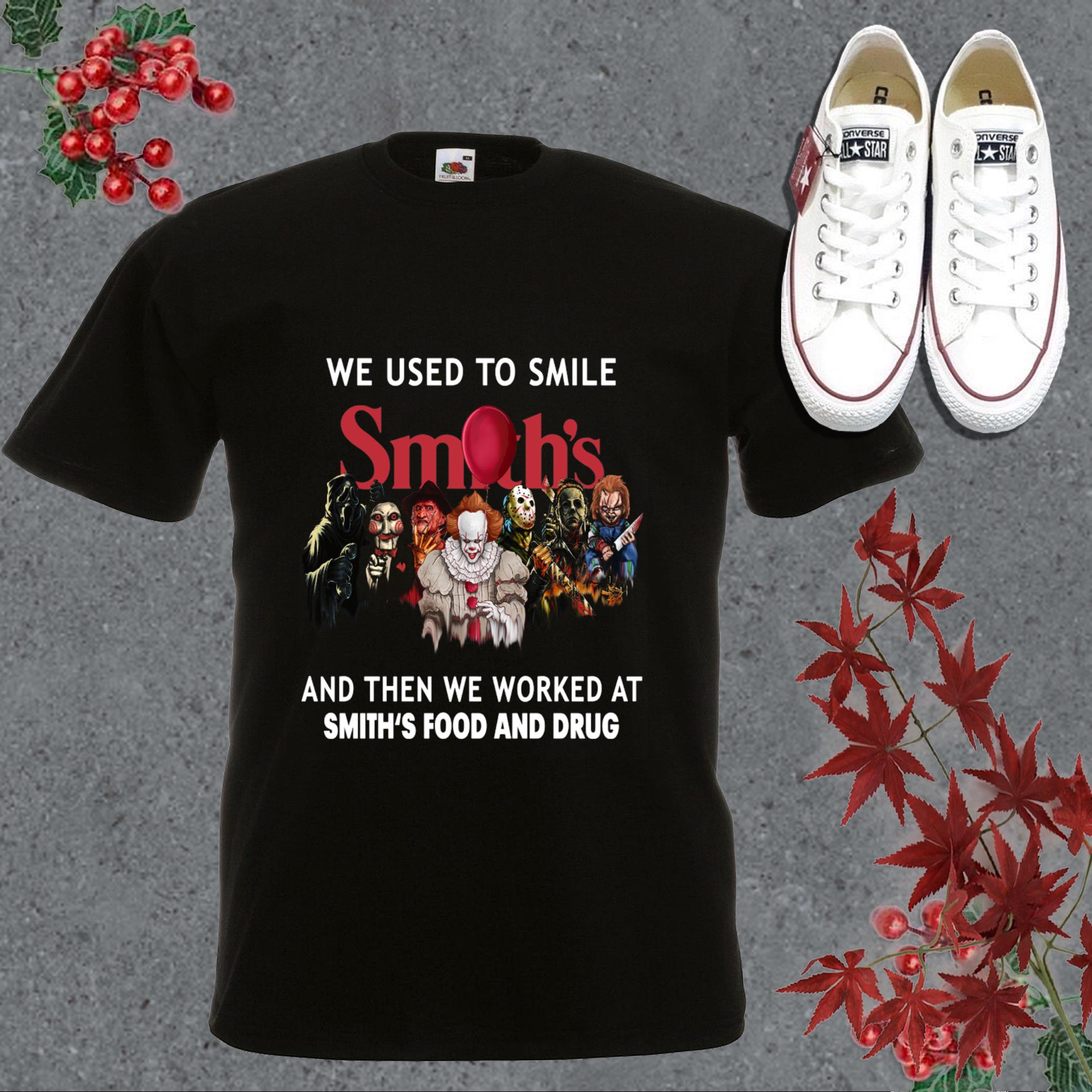 Cool Horror Character Smith's Shirt, Horror Movie Character We Used To Smile Smith's And We Worked At Smith's Food And Drug Shirt