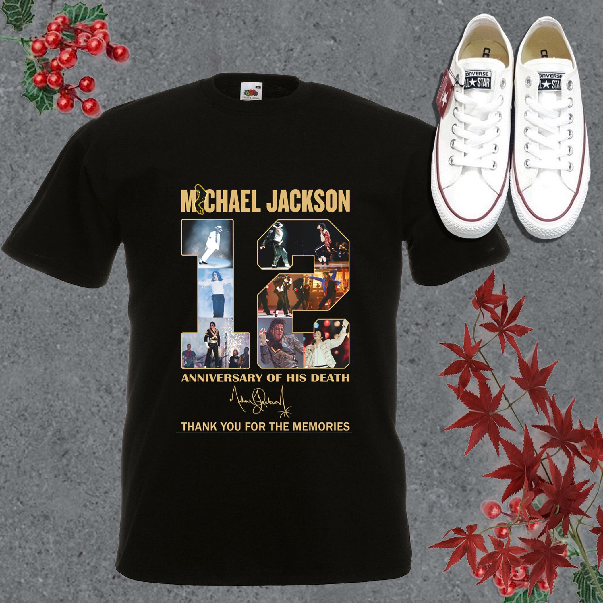 Funny Michael Jackson Shirt, Michael Jackson 12 Anniversary Of His Death Signature Thank You For The Memories Shirt