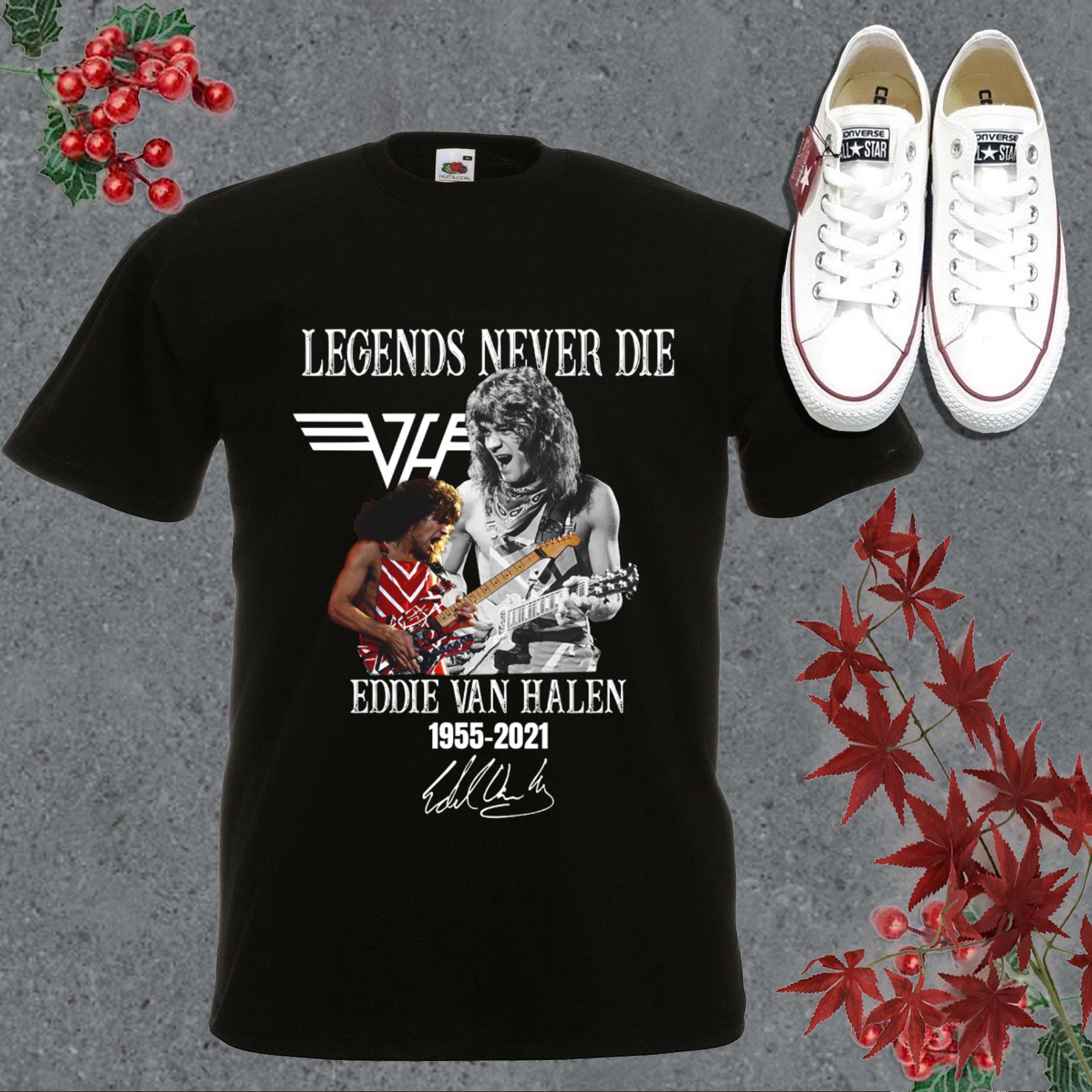 Hot Hot 65aniversary Van Halen Shirt, Legends Never Die Eddie Van Halen 1955 2020 Signature Shirt