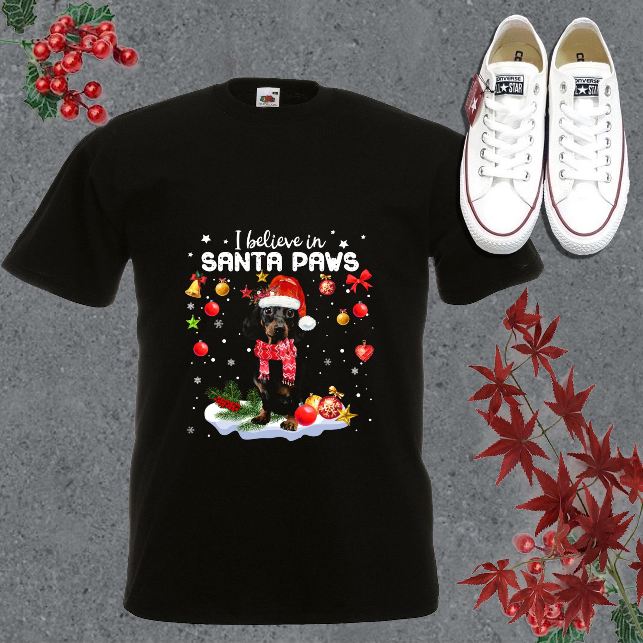 Original Dachshund Santa Paws Christmas Shirt, Dachshund I Believe In Santa Paws Christmas Shirt