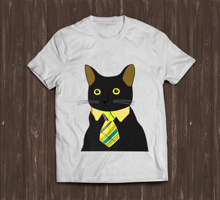 Original Black Business Cat Kitten With Yellow Tie shirt 1 - Original Black Business Cat Kitten With Yellow Tie shirt