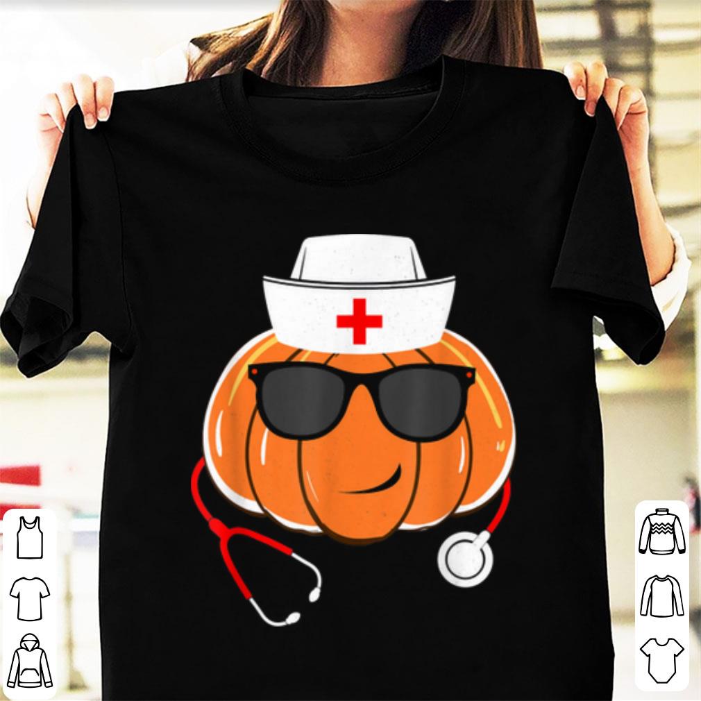 Original Funny Pumpkin Face Wear Glasses Stethoscope Nurse Halloween shirt 1 - Original Funny Pumpkin Face Wear Glasses Stethoscope Nurse Halloween shirt