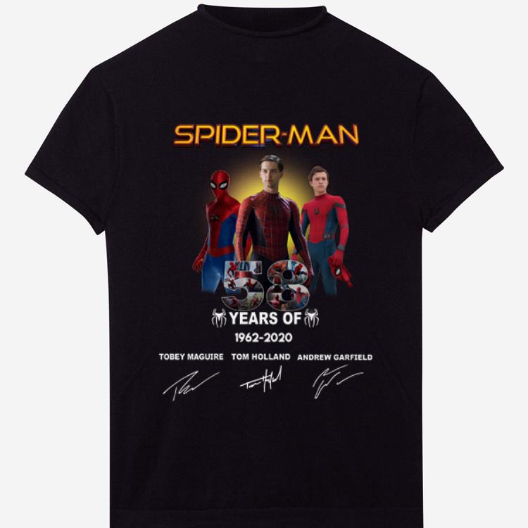 Original Spider Man 58 Years Anniversary 1962 2020 Signature shirt 1 - Original Spider Man 58 Years Anniversary 1962-2020 Signature shirt