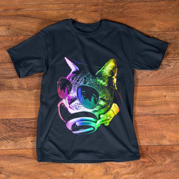 Pretty Rainbow Music Dj Cat shirt 1 - Pretty Rainbow Music Dj Cat shirt