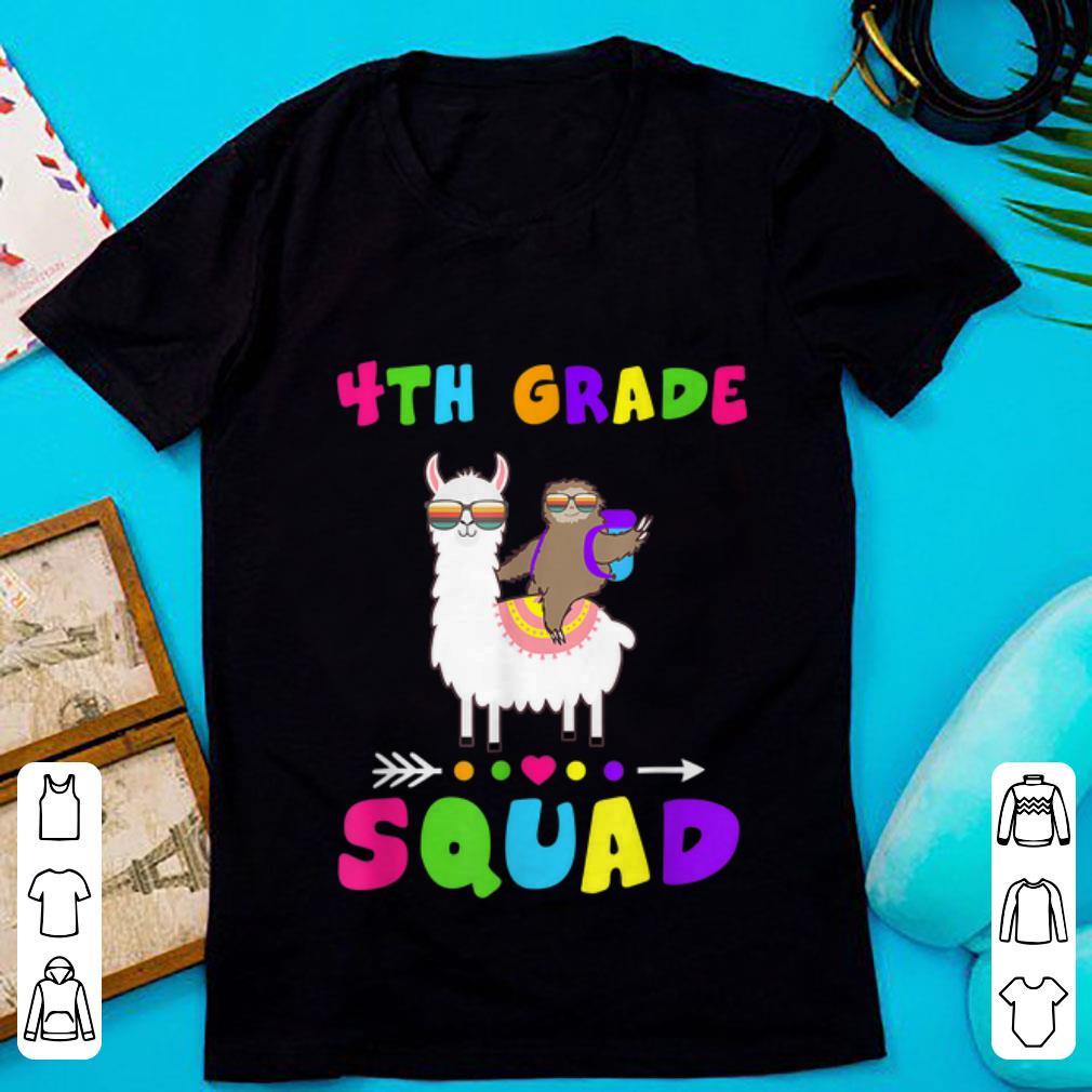 Pretty Team 4th Grade Squad 1st Day of School Sloth Llama shirt 1 - Pretty Team 4th Grade Squad 1st Day of School Sloth Llama shirt