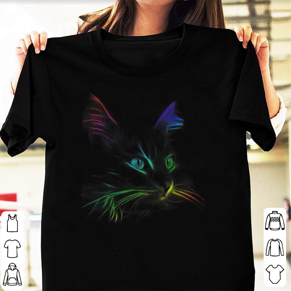 Awesome Black Cat Rainbow Color Face Cat Lovers shirt 1 - Awesome Black Cat Rainbow Color Face Cat Lovers shirt