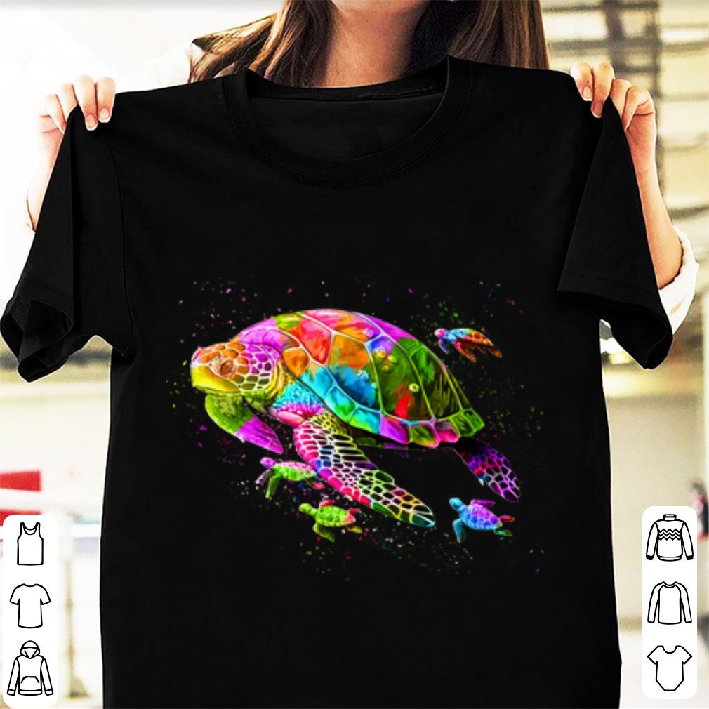 Awesome Colorful Sea Turtle With Baby shirt 1 - Awesome Colorful Sea Turtle With Baby shirt