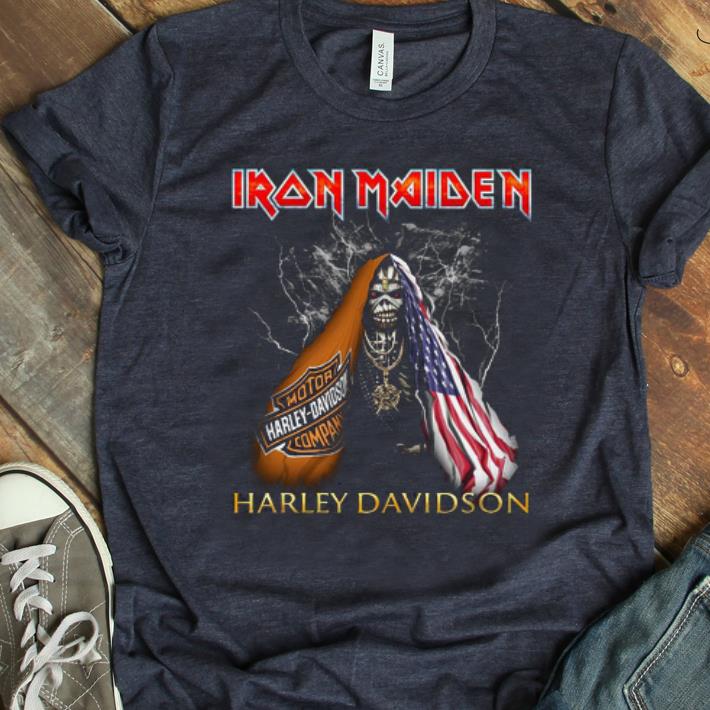 Hot Iron Maiden Harley Davidson Skull American Flag shirt 1 - Hot Iron Maiden Harley Davidson Skull American Flag shirt