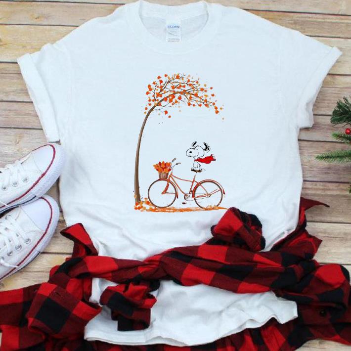 Nice Snoopy riding bicycle autumn leaf tree shirt 1 - Nice Snoopy riding bicycle autumn leaf tree shirt