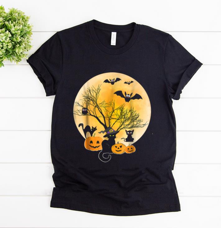 Official Black Cat Witch Owl Bat Smile Pumpkin Face Halloween shirt 1 - Official Black Cat Witch Owl Bat Smile Pumpkin Face Halloween shirt