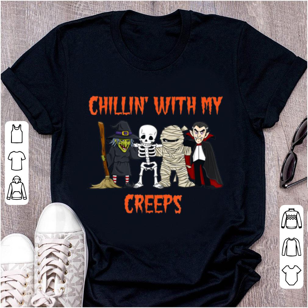 Official Chillin With My Creeps Vampire Halloween Skeleton Witch shirt 1 - Official Chillin With My Creeps Vampire Halloween Skeleton Witch shirt