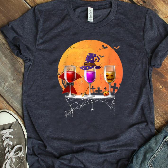 Official Three wine glasses HalloweenPumpkin Halloween gifts shirt 1 - Official Three wine glasses HalloweenPumpkin Halloween gifts shirt