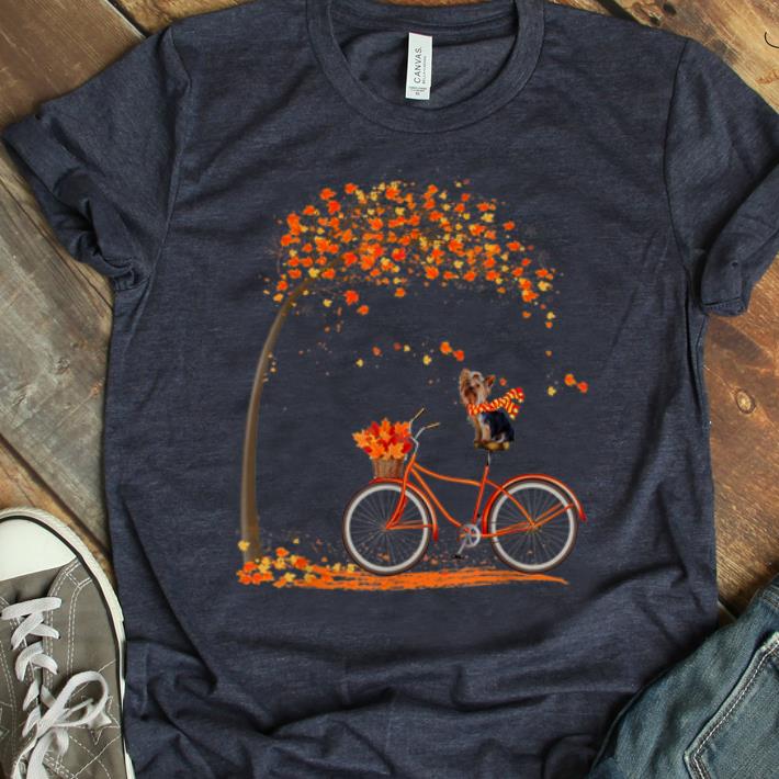 Original Lovely Yorkie In Fall Dog Riding Bicycle shirt 1 - Original Lovely Yorkie In Fall - Dog Riding Bicycle shirt