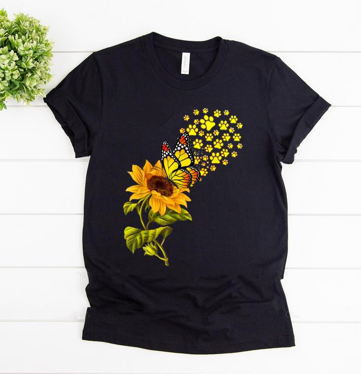 Premium Dog Paw Sunflower And Butterfly shirt 1 - Premium Dog Paw Sunflower And Butterfly shirt