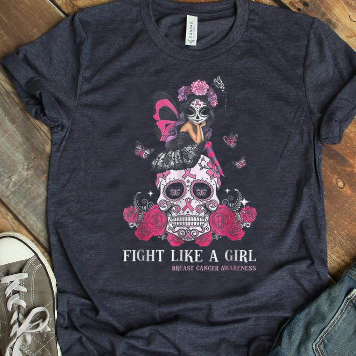 Premium Fight Like A Breast Cancer Awareness Girl Skull Halloween shirt 1 - Premium Fight Like A Breast Cancer Awareness Girl Skull Halloween shirt