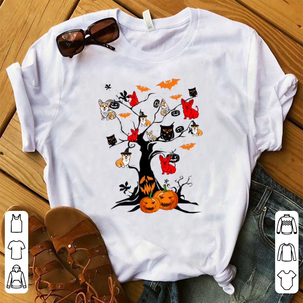 Premium Tree Pumpkin Corgi Dog On Halloween Tree Dog Lover shirt 1 - Premium Tree Pumpkin Corgi Dog On Halloween Tree Dog Lover shirt