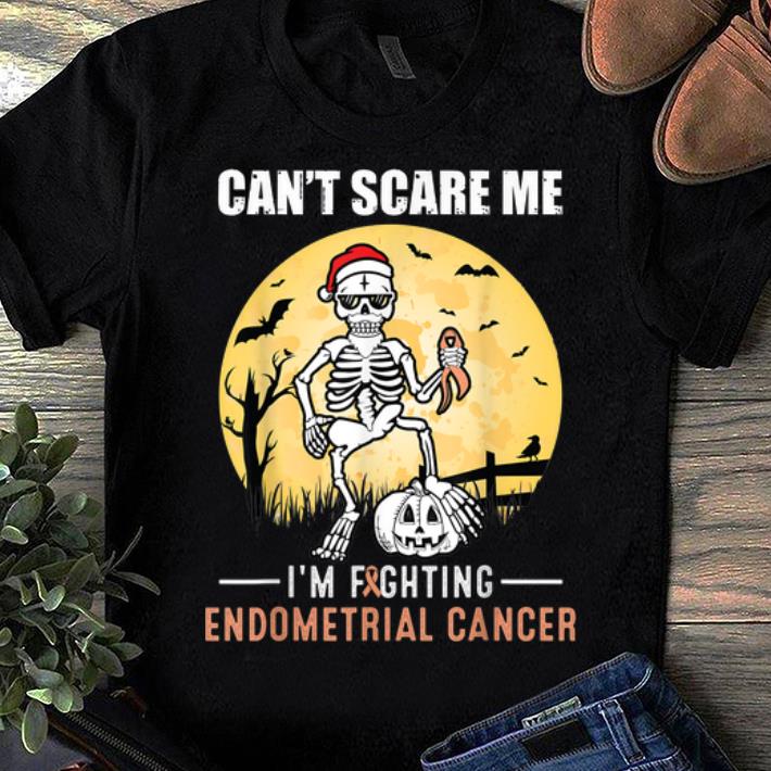 Pretty Can t Scare Me Endometrial Cancer Supporter Halloween shirt 1 - Pretty Can't Scare Me- Endometrial Cancer Supporter Halloween shirt