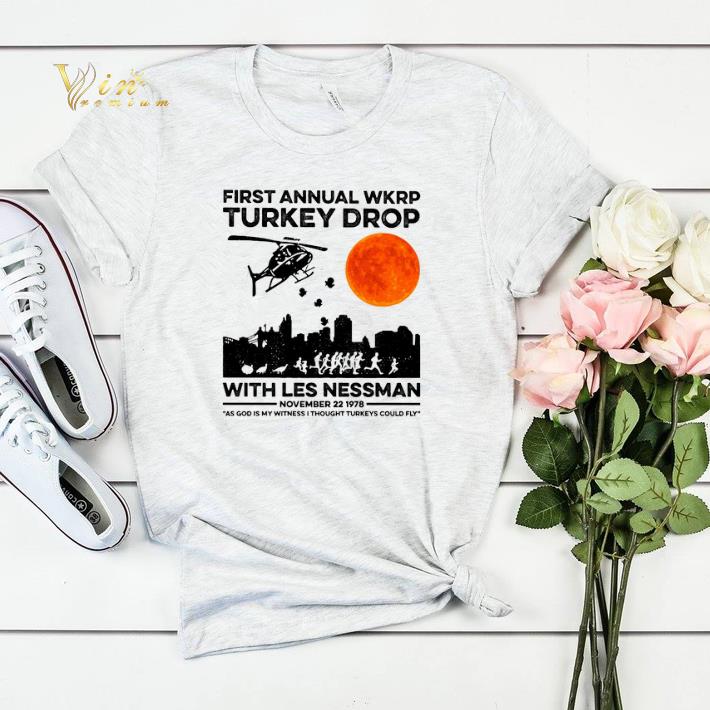 First annual wkrp Turkey drop with less nessman sunset shirt sweater 4 - First annual wkrp Turkey drop with less nessman sunset shirt sweater