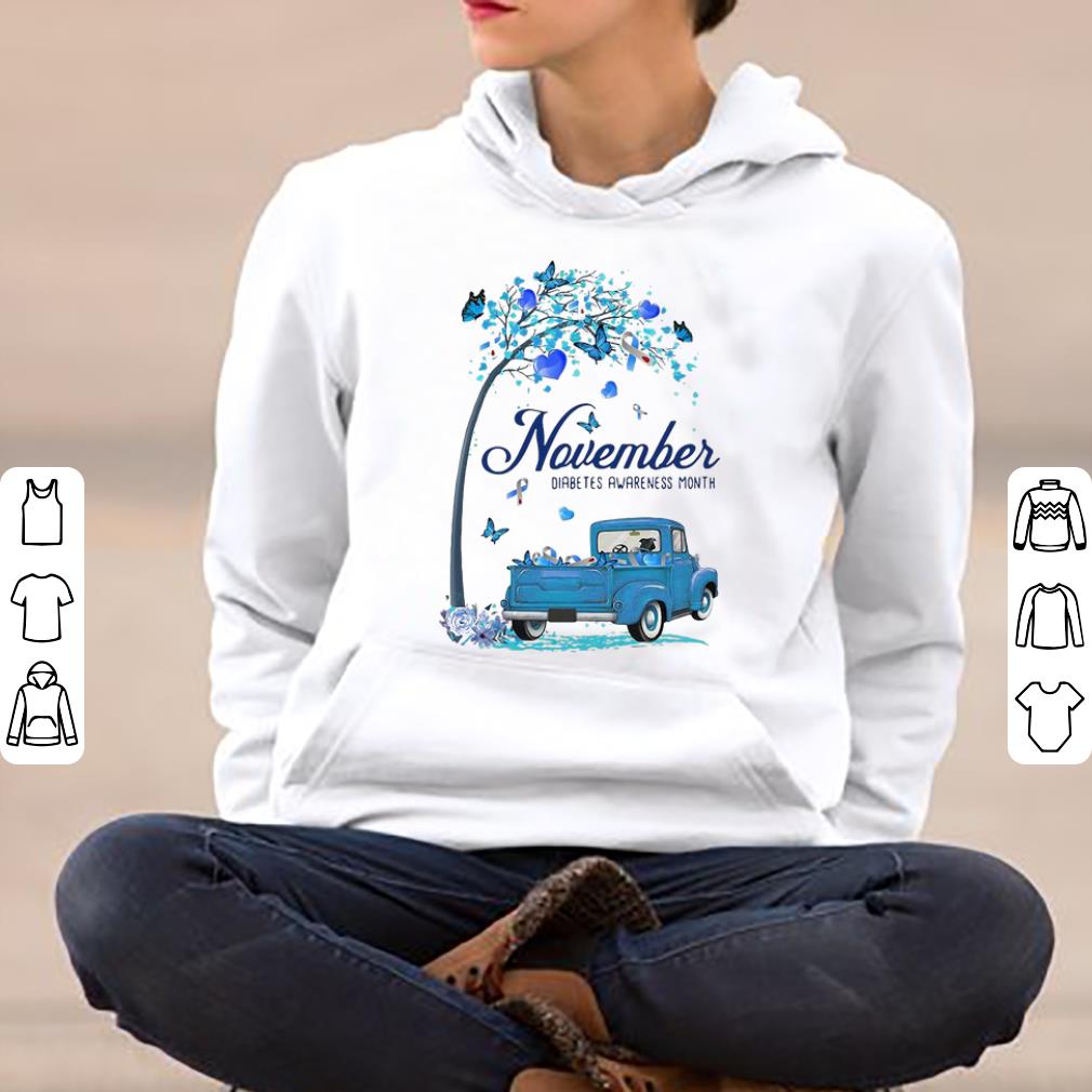 Hot Tree Truck November Diabetes Month Butterfly Blue Ribbon shirt 4 - Hot Tree Truck November Diabetes Month Butterfly Blue Ribbon shirt