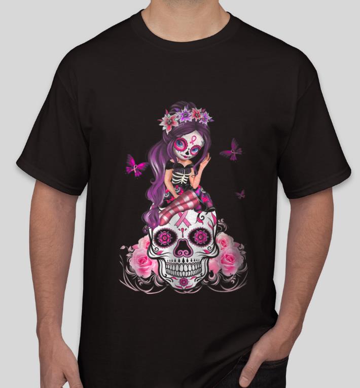 Nice Sugar Skull Pink Ribbon Breast Cancer Awareness Flower Skulls shirt 4 - Nice Sugar Skull Pink Ribbon Breast Cancer Awareness Flower Skulls shirt